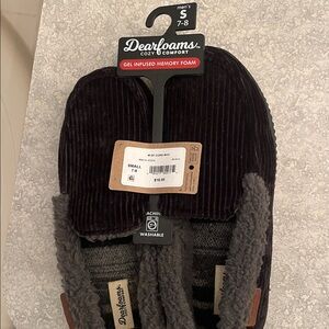 Dearfoams Dark Brown Corduroy Slippers